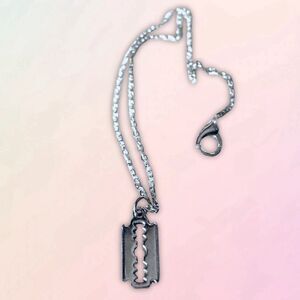 Dainty, Faux Razor Blade, Charm & Linked Chain